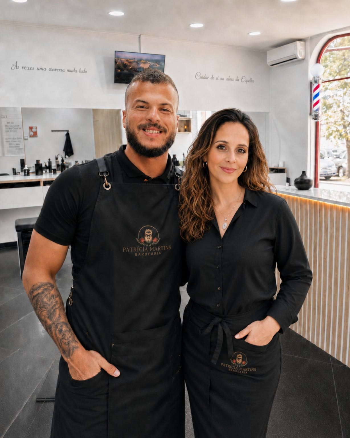 Patrícia Martins e Márcio na barbearia